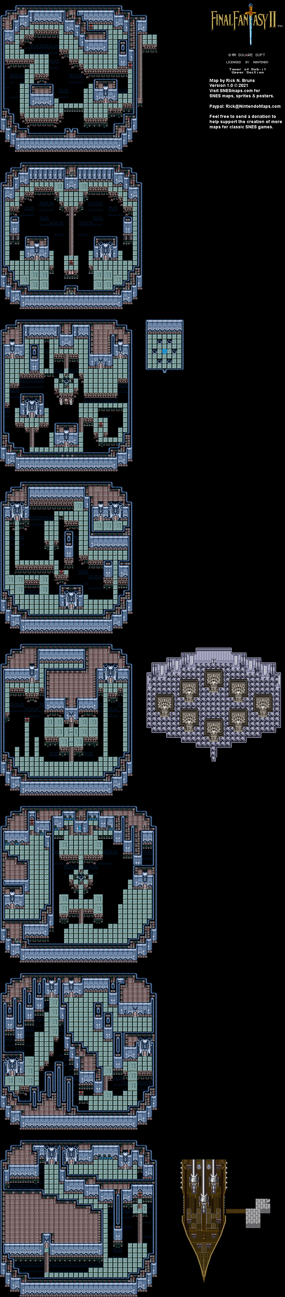Final Fantasy II 2 (IV 4) - Tower of Bab-il Upper Section Super Nintendo SNES Map BG