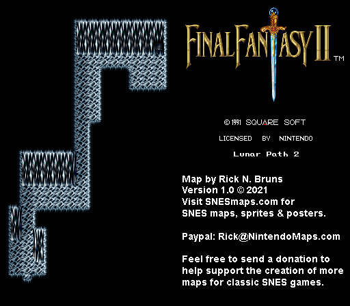 Final Fantasy II 2 (IV 4) - Lunar Path 2 Super Nintendo SNES Map