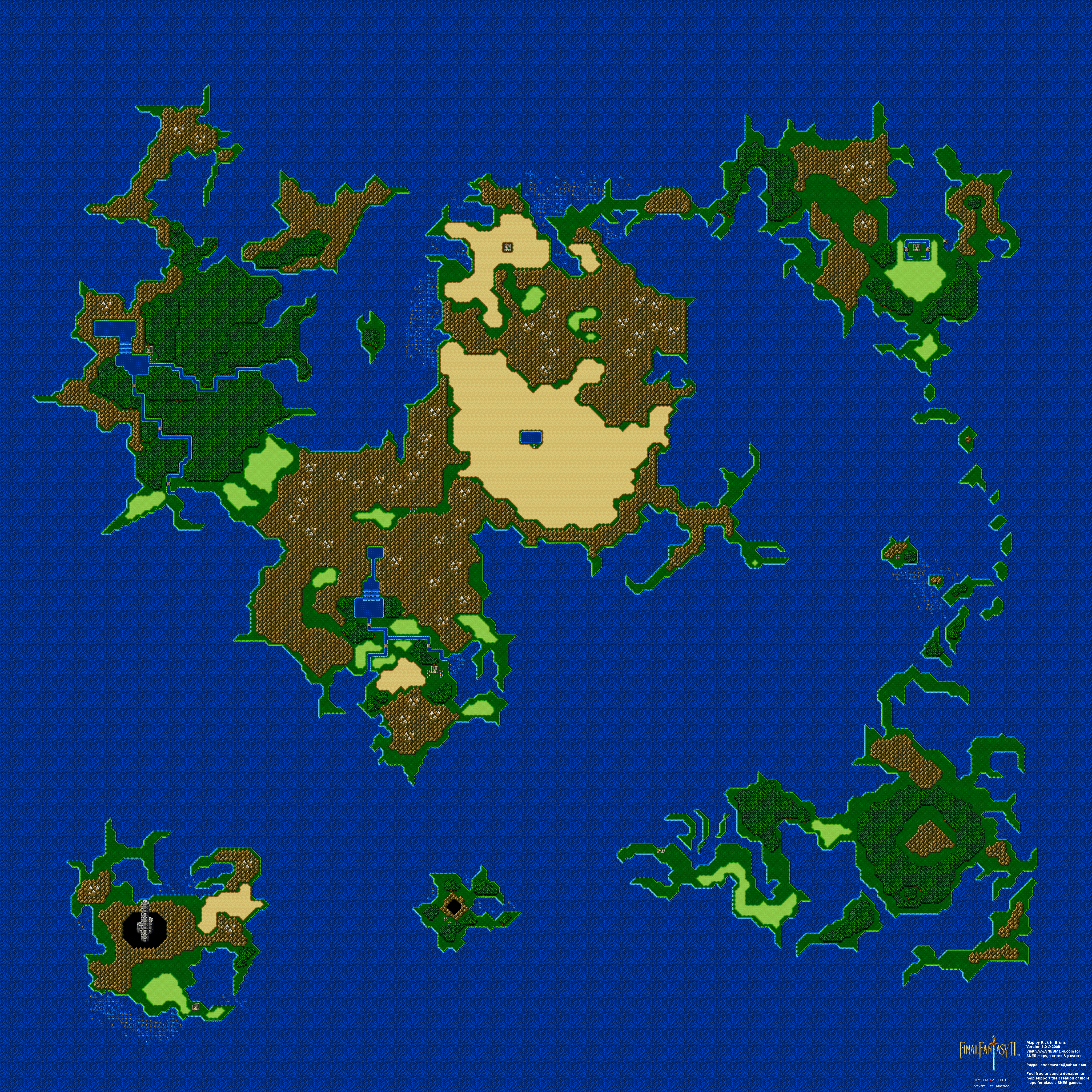 Final Fantasy II 2 (IV 4) - Overworld Super Nintendo SNES BG Map