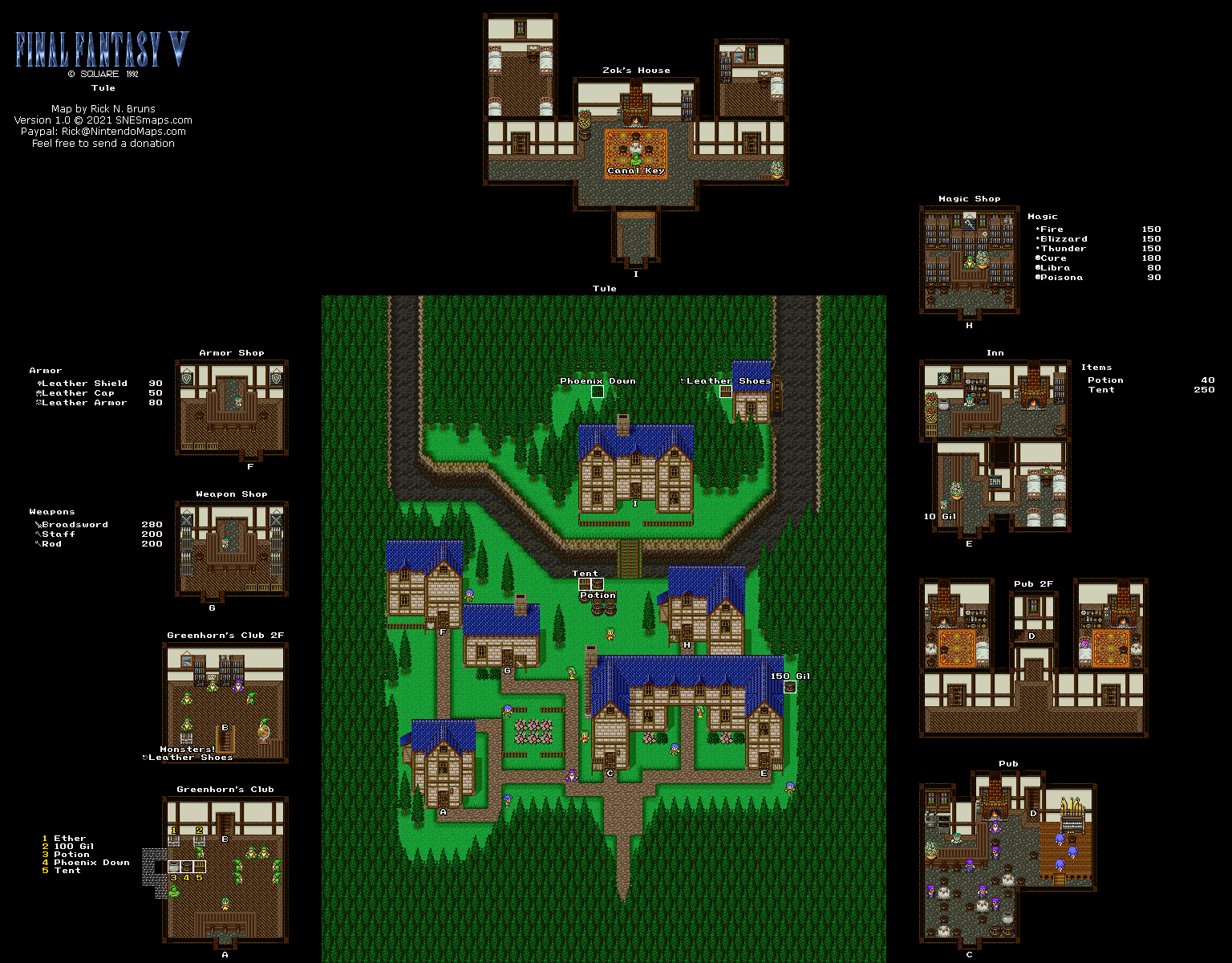 Final Fantasy V (5) - Tule Super Famicom SFC Map
