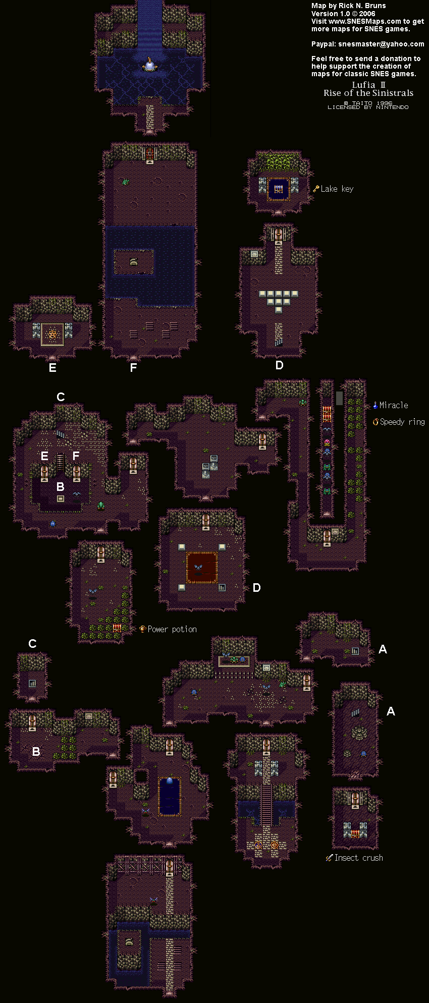 Lufia II - Lake Cave Map - SNES Super Nintendo