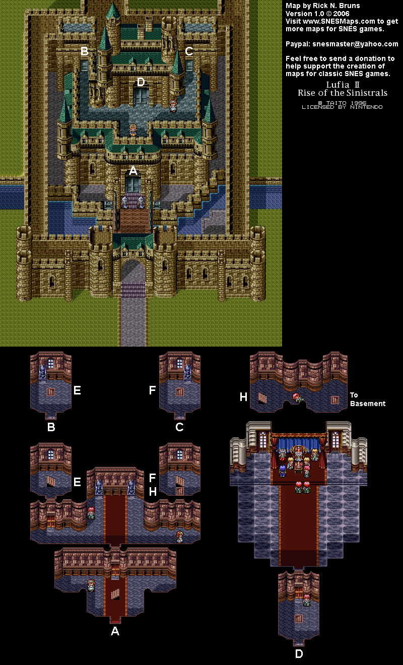 Lufia II - Anlunze Castle Interior Map - SNES Super Nintendo