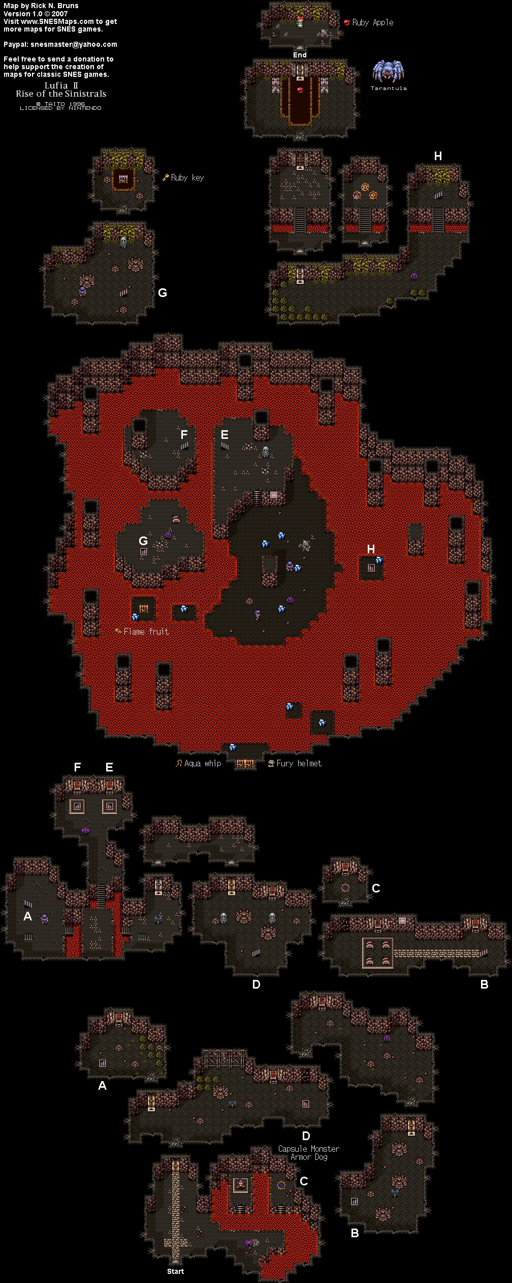 Lufia II - Ruby Cave Map - SNES Super Nintendo
