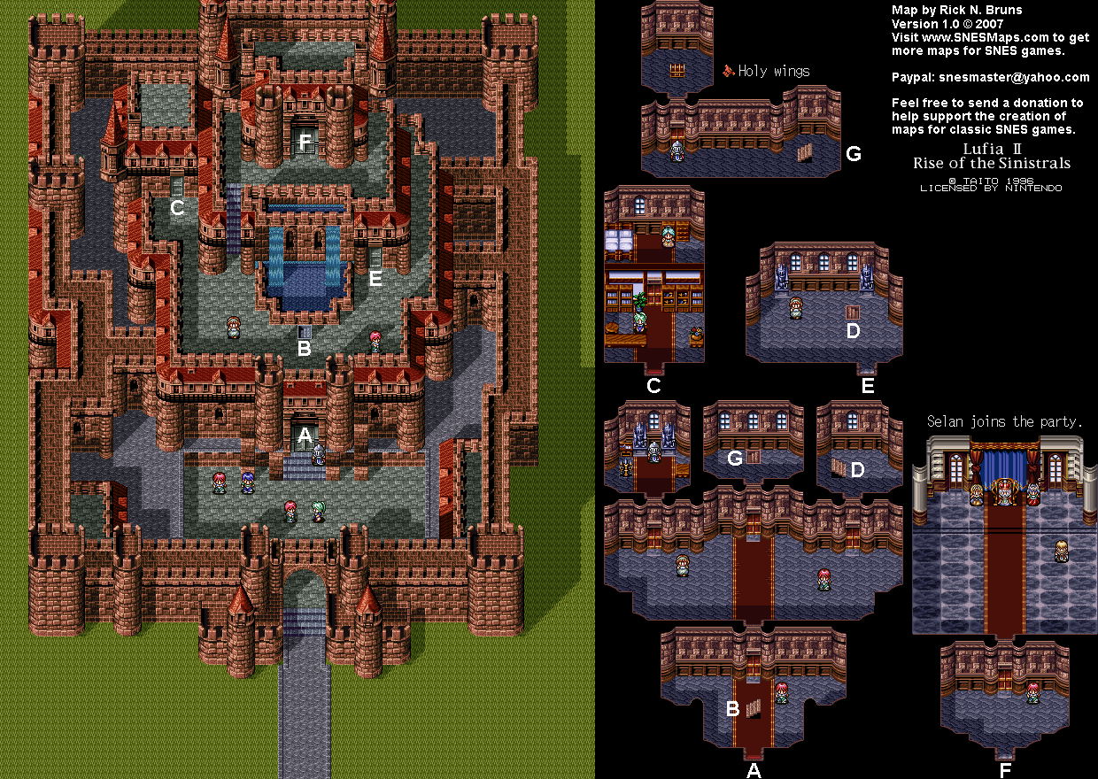Lufia II - Parcelyte Castle Interior Map - SNES Super Nintendo