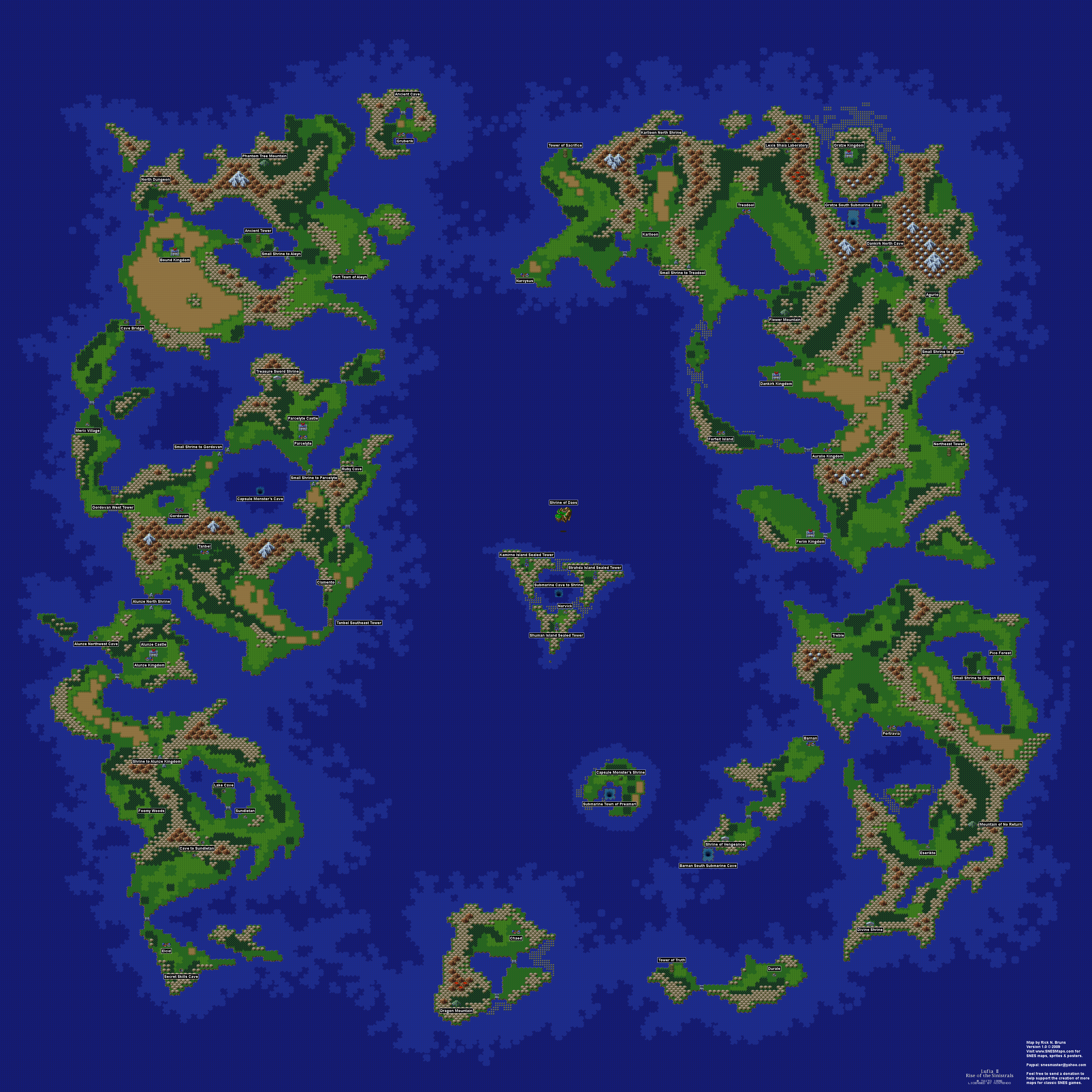Lufia II - Overworld Map - SNES Super Nintendo