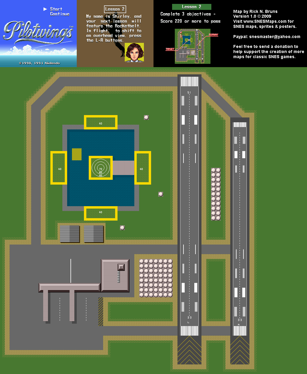 Pilotwings - Lesson 2 Map - SNES Super Nintendo