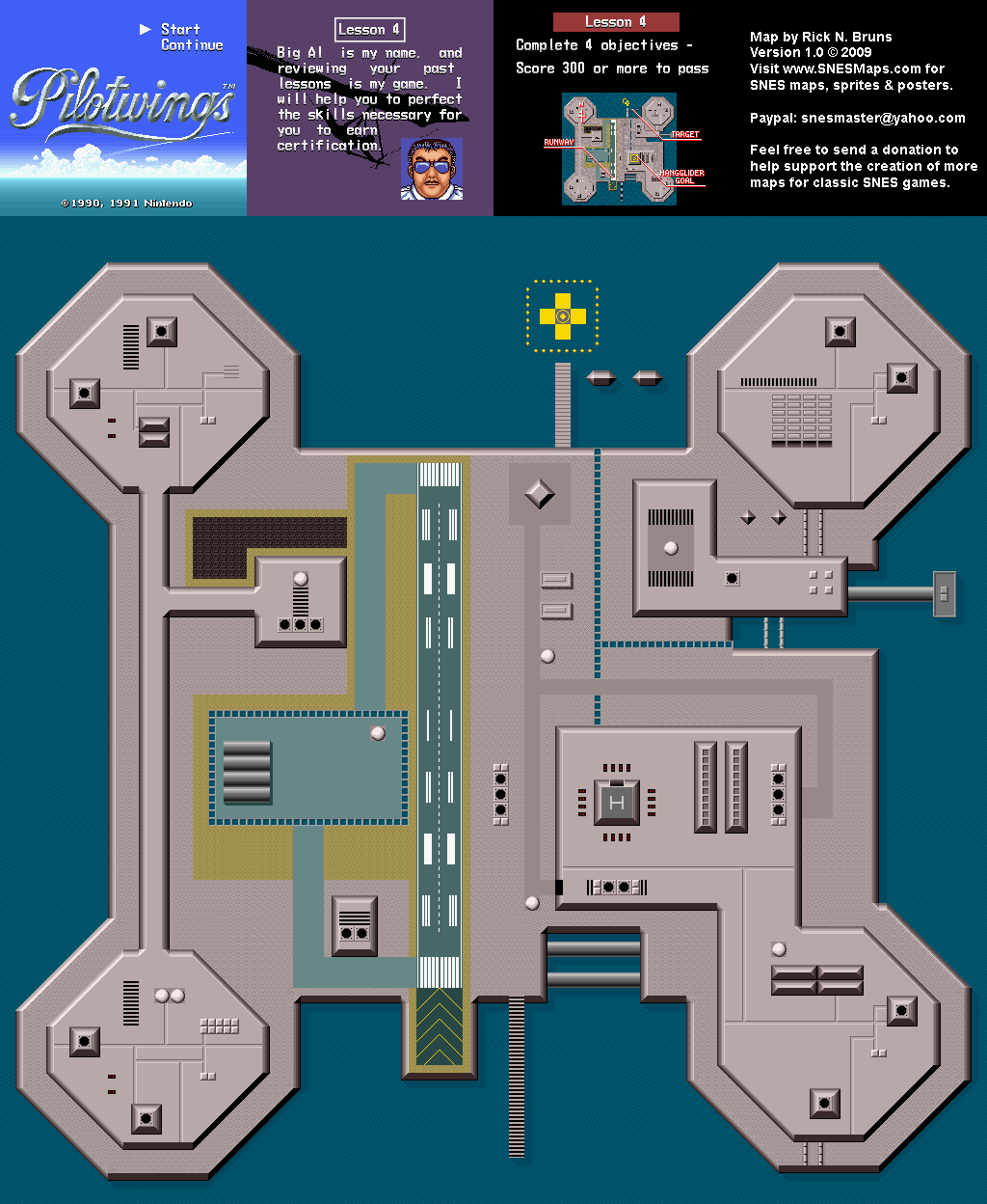 Pilotwings - Lesson 4 Map - SNES Super Nintendo
