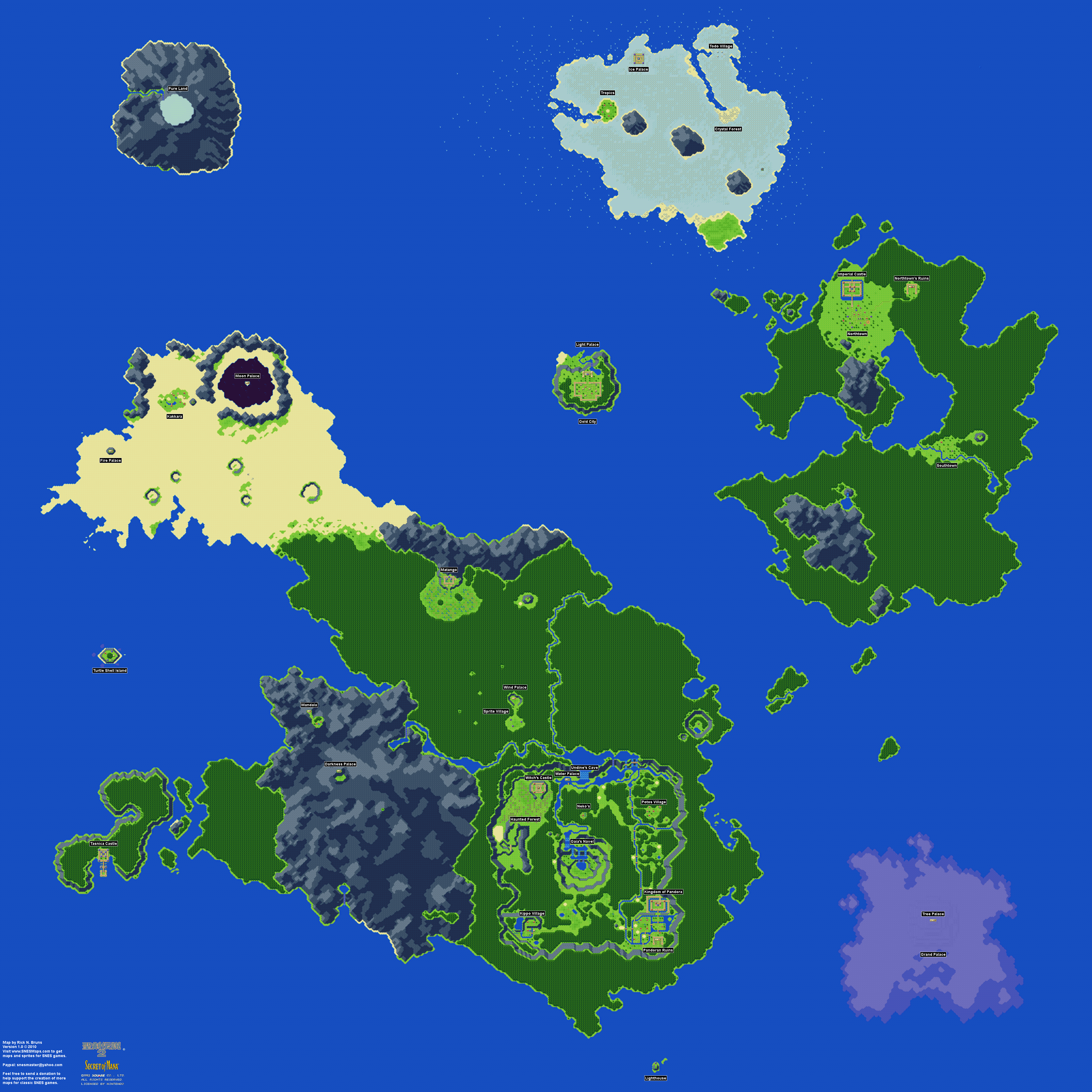 Secret of Mana - Overworld - Super Nintendo SNES Map