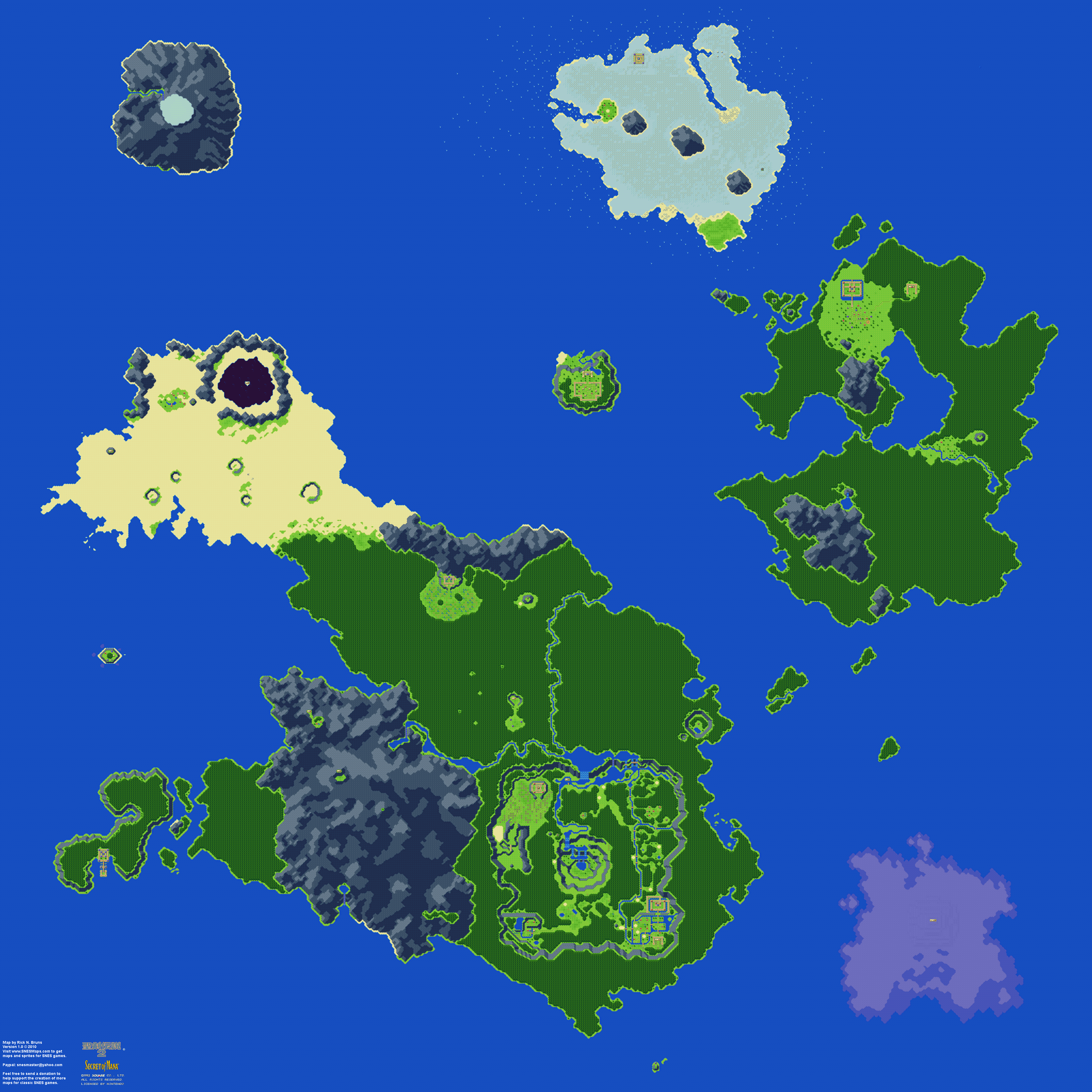 Secret of Mana - Overworld - Super Nintendo SNES Background Map
