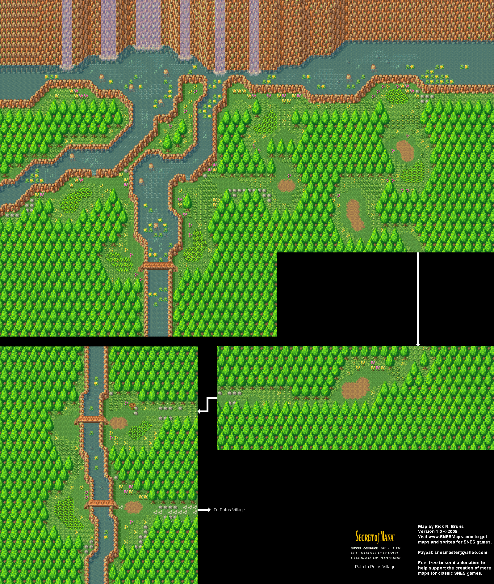 Secret of Mana - Path to Potos Village - Super Nintendo SNES Background Map