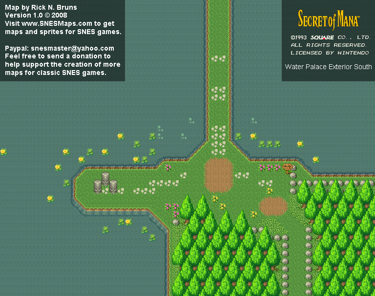 Secret of Mana - Water Palace Exterior South - Super Nintendo SNES Background Map