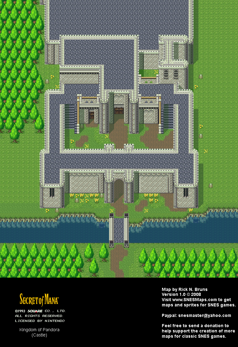 Secret of Mana - Kingdom of Pandora (Castle) - Super Nintendo SNES Background Map