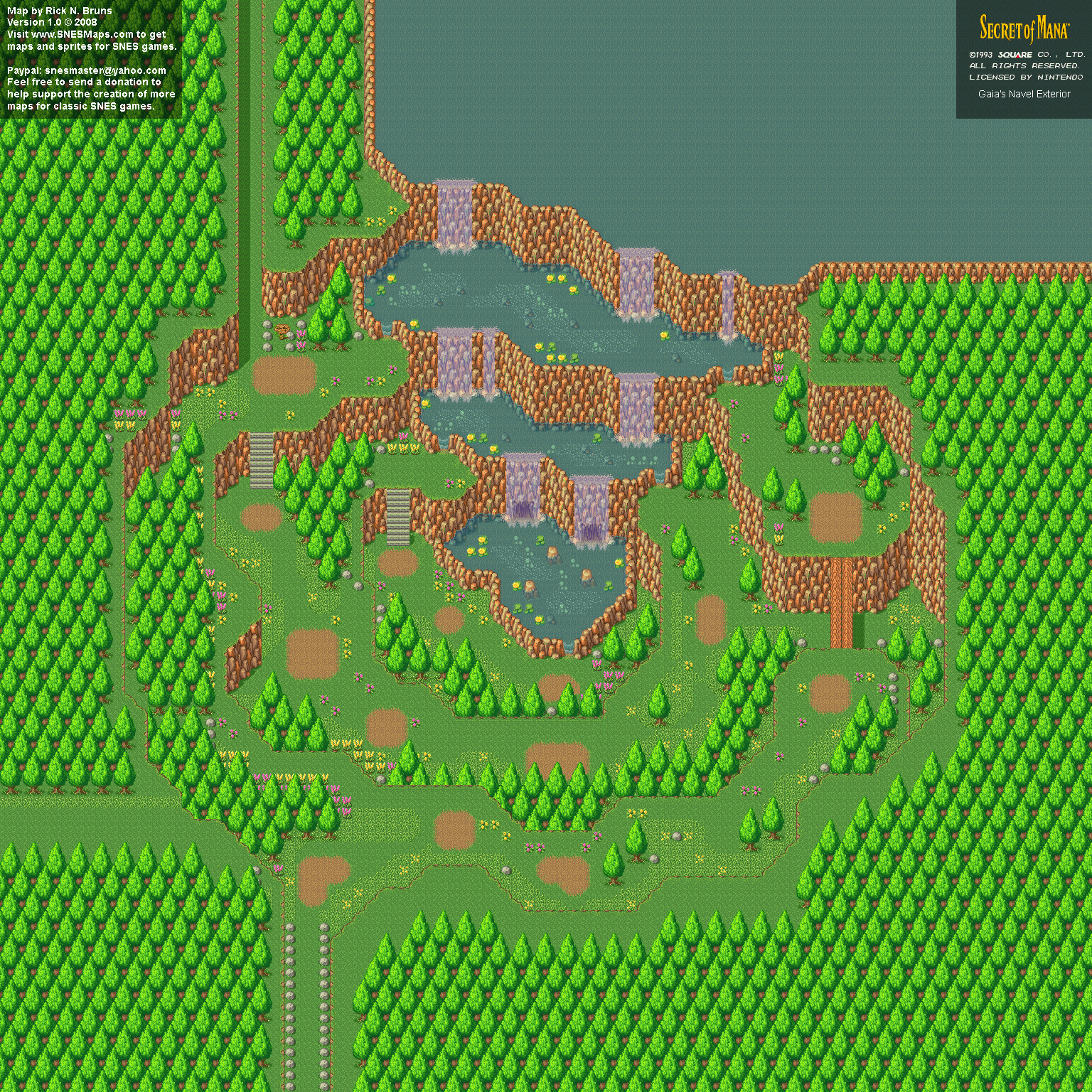 Secret of Mana - Gaia's Navel Exterior - Super Nintendo SNES Background Map