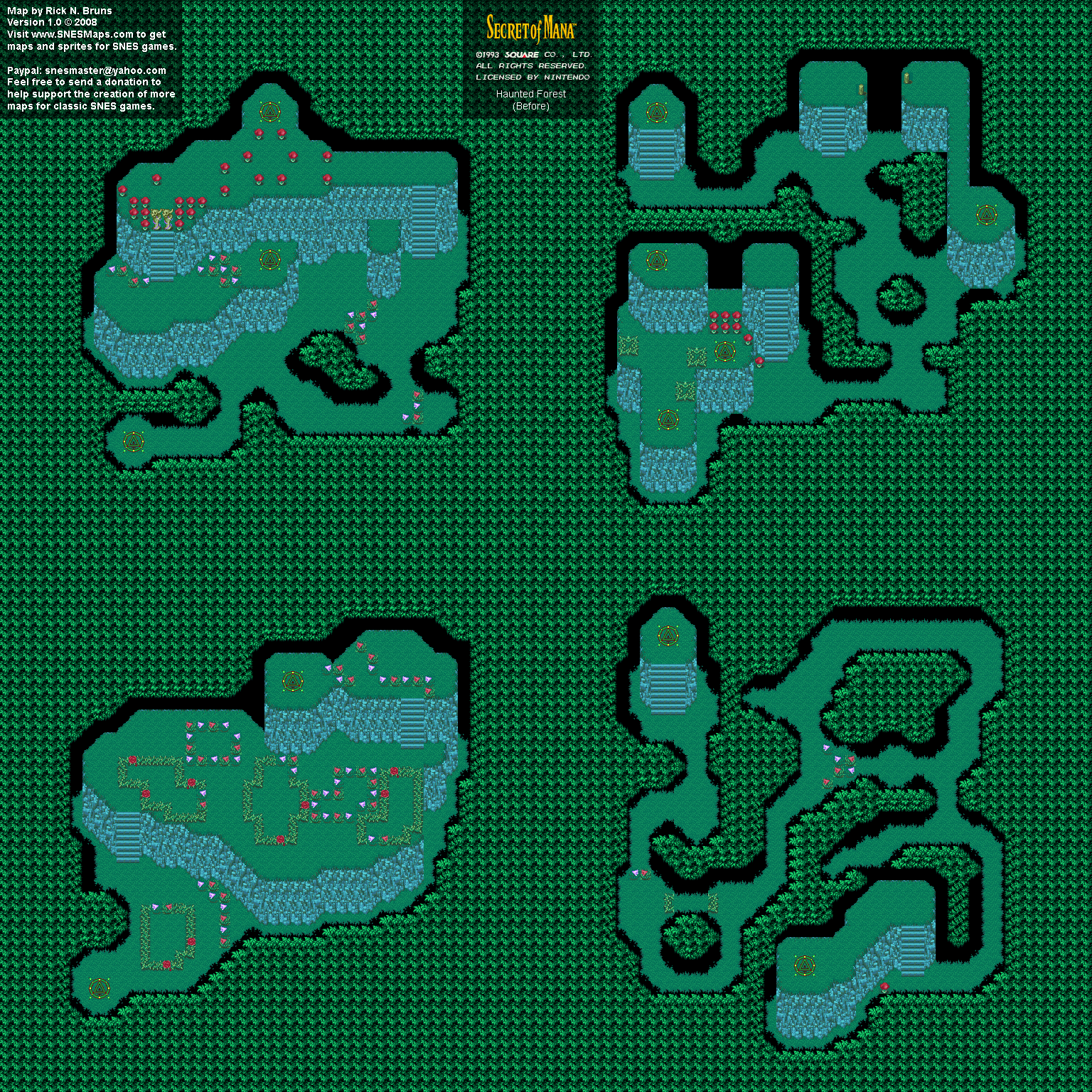 Secret of Mana - Haunted Forest (Before) - Super Nintendo SNES Background Map