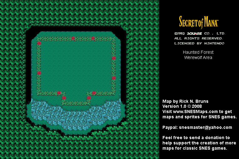 Secret of Mana - Haunted Forest Werewolf Area - Super Nintendo SNES Background Map