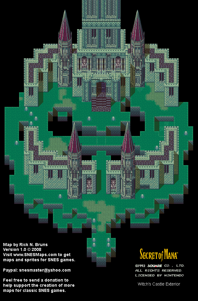 Secret of Mana - Witch's Castle Exterior - Super Nintendo SNES Background Map