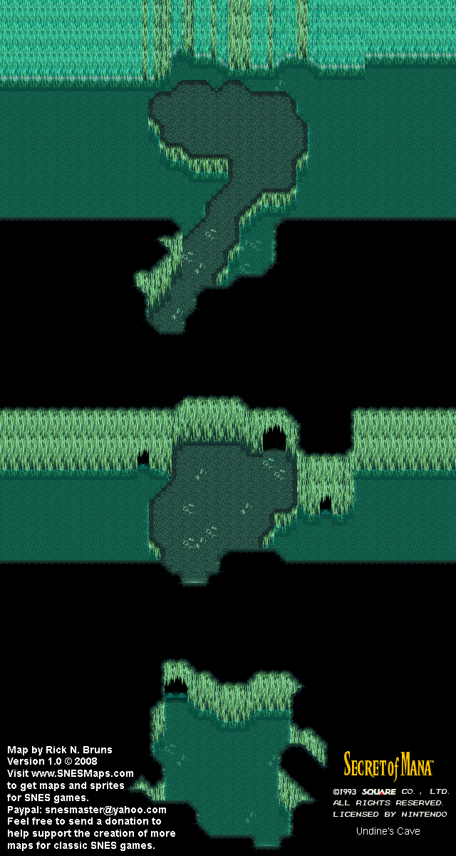 Secret of Mana - Undine's Cave - Super Nintendo SNES Background Map