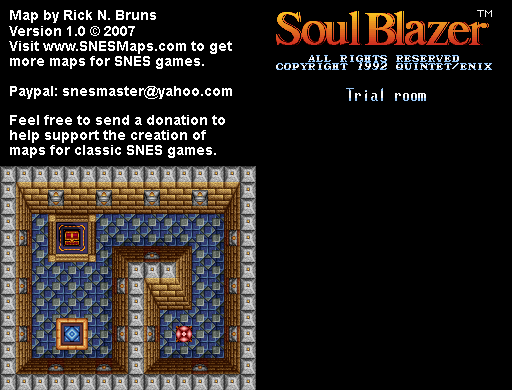 Soul Blazer - Trial Room (Before) Map - SNES Super Nintendo