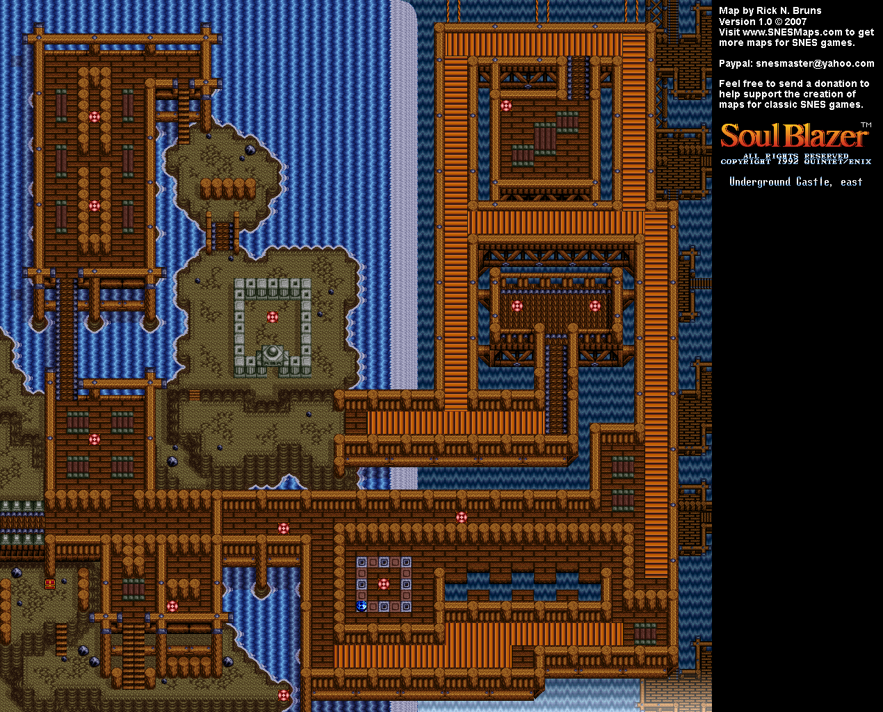 Soul Blazer - Underground Castle, East (Before) Map - SNES Super Nintendo