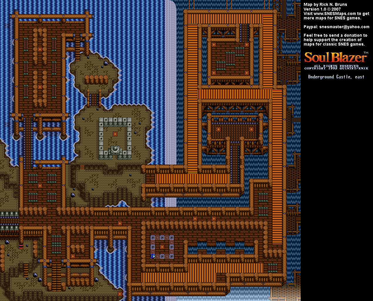 Soul Blazer - Underground Castle, East (After) Map - SNES Super Nintendo