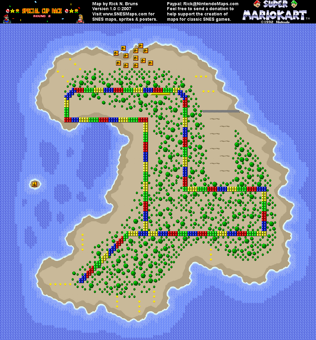 Super Mario Kart - Koopa Beach 2 Map - SNES Super Nintendo