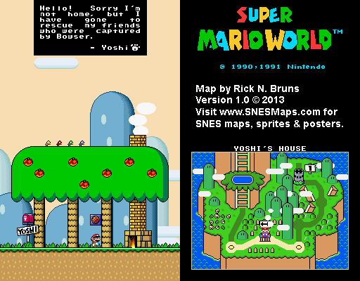 Super Mario World - Yoshi's House Super Nintendo SNES Map