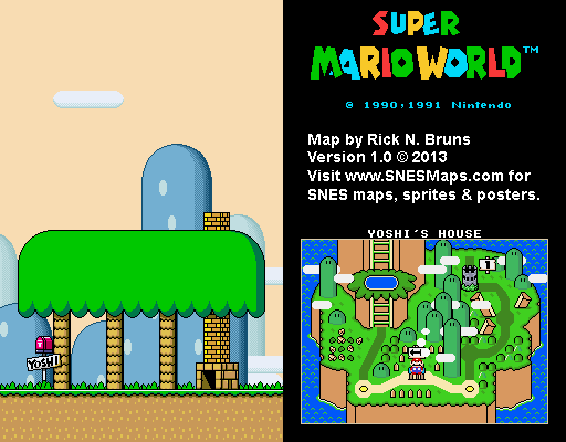 Super Mario World - Yoshi's House Super Nintendo SNES Map BG