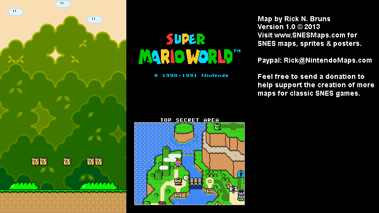 Super Mario World - Top Secret Area Super Nintendo SNES Map BG