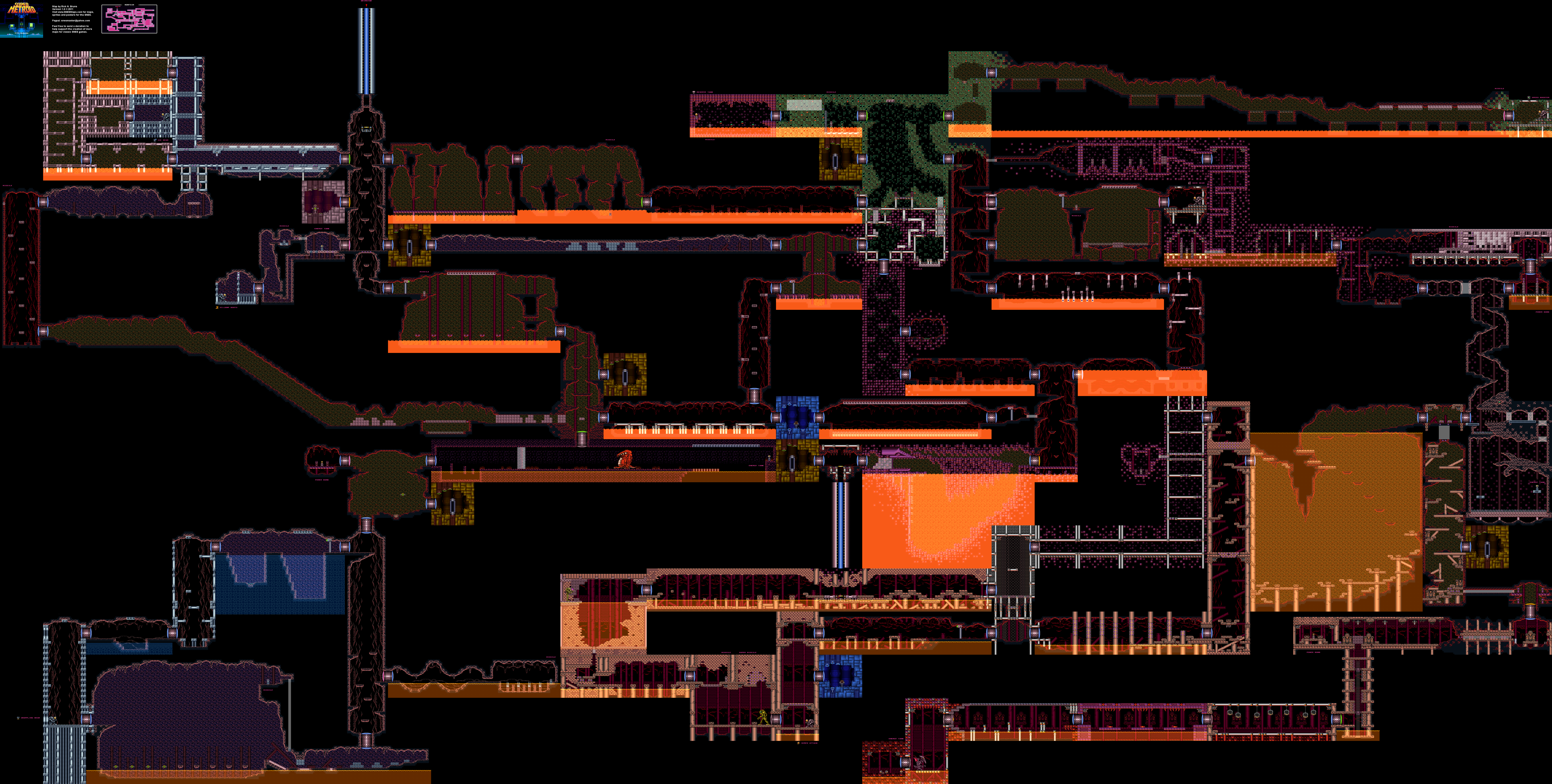 Super Metroid - Norfair Map - SNES Super Nintendo