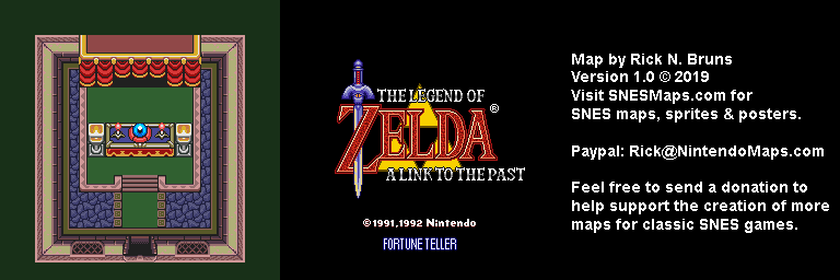 The Legend of Zelda: A Link to the Past - Fortune Teller Map - SNES Super Nintendo BG