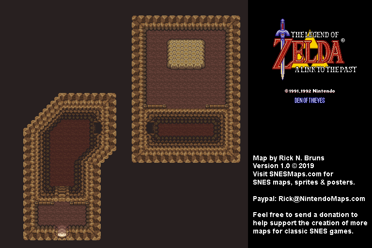 The Legend of Zelda: A Link to the Past - Den of Thieves Map - SNES Super Nintendo BG