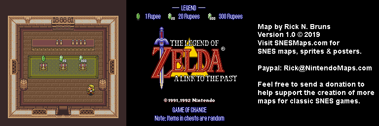 The Legend of Zelda: A Link to the Past - Game of Chance Map - SNES Super Nintendo