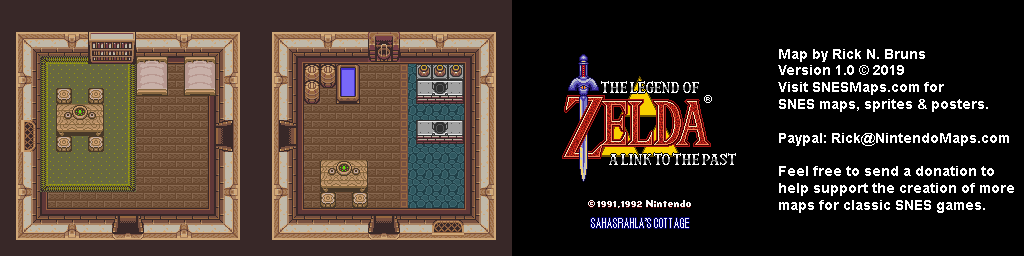 The Legend of Zelda: A Link to the Past - Sahasrahla's Cottage Map - SNES Super Nintendo BG