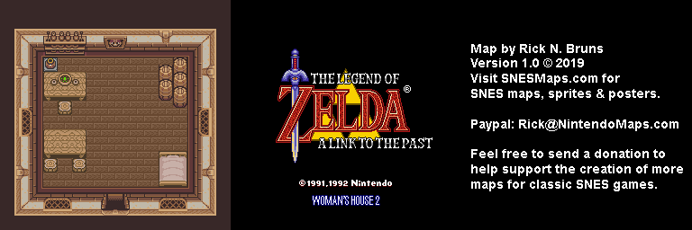 The Legend of Zelda: A Link to the Past - Woman's House 2 Map - SNES Super Nintendo BG