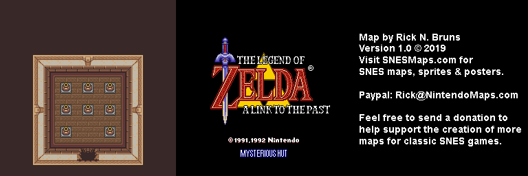 The Legend of Zelda: A Link to the Past - Mysterious Hut Map - SNES Super Nintendo BG