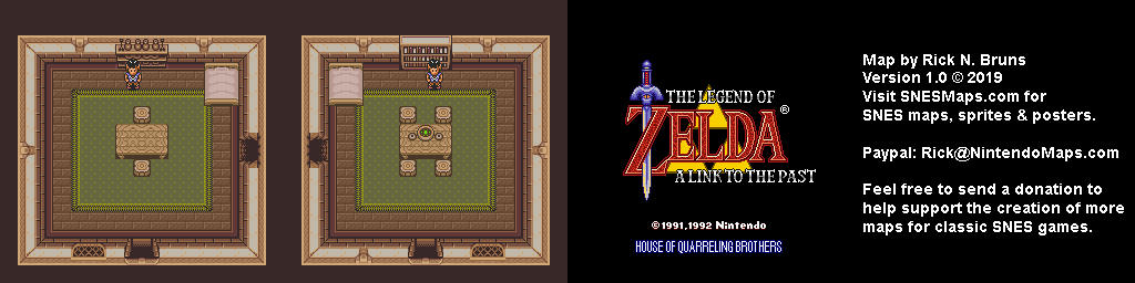 The Legend of Zelda: A Link to the Past - House of Quarreling Brothers Map - SNES Super Nintendo