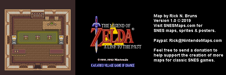 The Legend of Zelda: A Link to the Past - Kakariko Village Game of Chance Map - SNES Super Nintendo BG