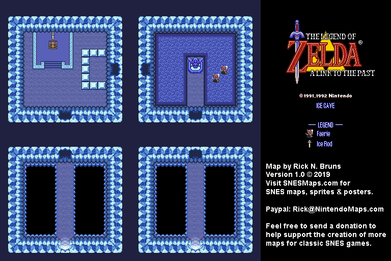 The Legend of Zelda: A Link to the Past - Ice Cave Map - SNES Super Nintendo
