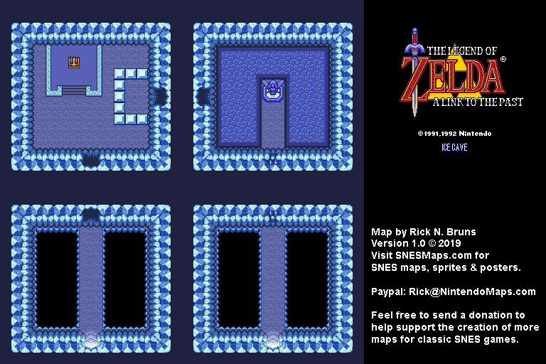 The Legend of Zelda: A Link to the Past - Ice Cave Map - SNES Super Nintendo BG