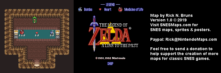 The Legend of Zelda: A Link to the Past - Shop Map - SNES Super Nintendo
