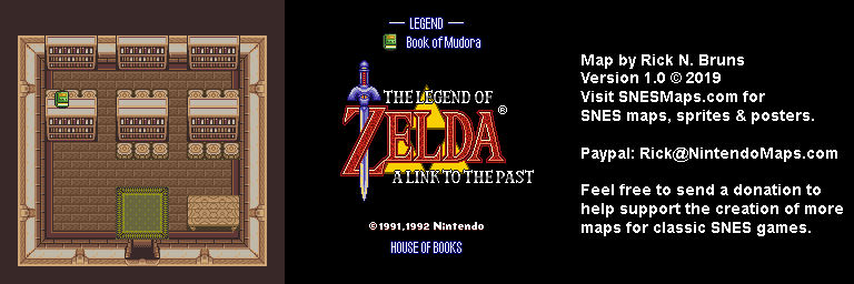 The Legend of Zelda: A Link to the Past - House of Books Map - SNES Super Nintendo