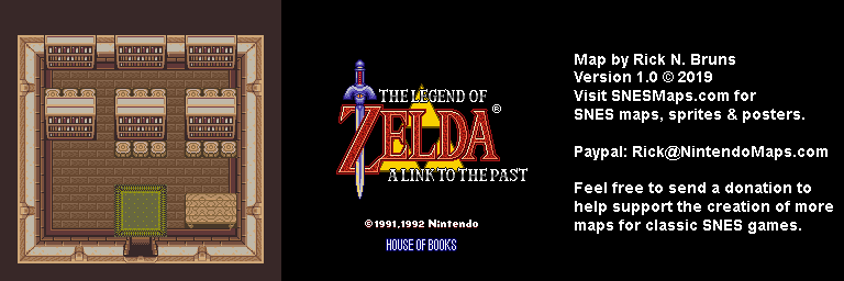 The Legend of Zelda: A Link to the Past - House of Books Map - SNES Super Nintendo BG