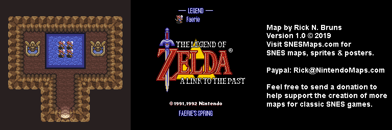 The Legend of Zelda: A Link to the Past - Faeries Spring Map - SNES Super Nintendo