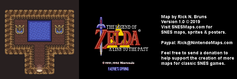 The Legend of Zelda: A Link to the Past - Faeries Spring Map - SNES Super Nintendo BG