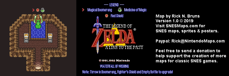 The Legend of Zelda: A Link to the Past - Waterfall of Wishing Map - SNES Super Nintendo