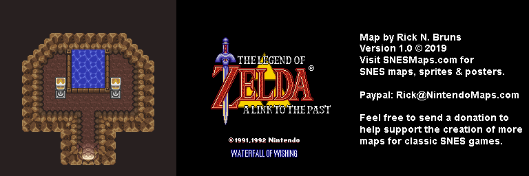 The Legend of Zelda: A Link to the Past - Waterfall of Wishing Map - SNES Super Nintendo BG