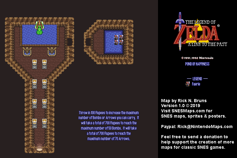 The Legend of Zelda: A Link to the Past - Pond of Happiness Map - SNES Super Nintendo