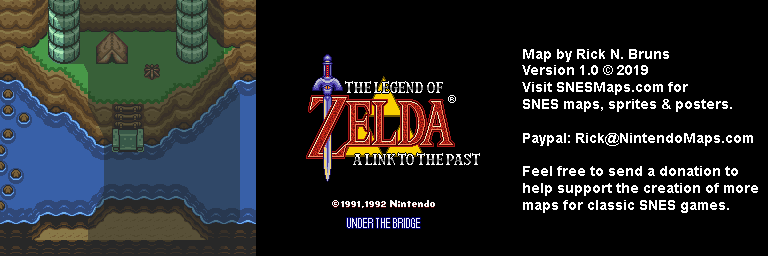 The Legend of Zelda: A Link to the Past - Under the Bridge Map - SNES Super Nintendo BG
