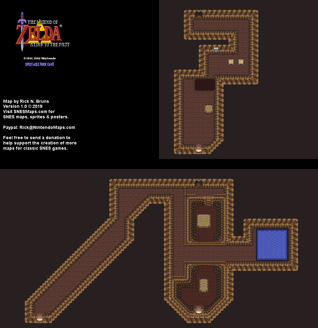 The Legend of Zelda: A Link to the Past - Spectacle Rock Cave Map - SNES Super Nintendo BG