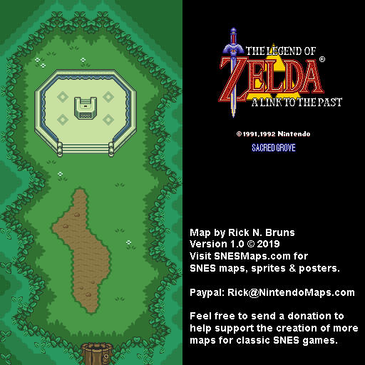 The Legend of Zelda: A Link to the Past - Sacred Grove Map - SNES Super Nintendo BG
